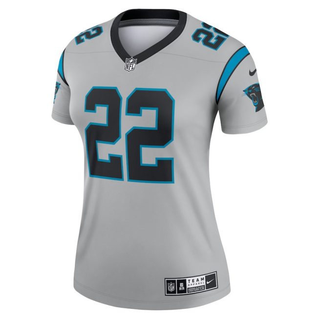 Christian McCaffrey 22 Carolina Panthers Women's Inverted Legend Jersey - Silver - Image 2