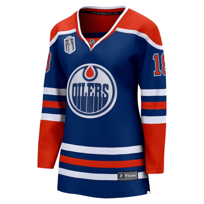 Zach Hyman 18 Edmonton Oilers 2024 Stanley Cup Final Home Breakaway Player Jersey - Royal, Women - Image 2