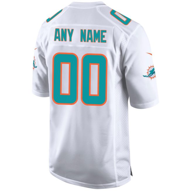 Miami Dolphins 2023 Playoffs Patch Game Men Custom Jersey - White - Image 2