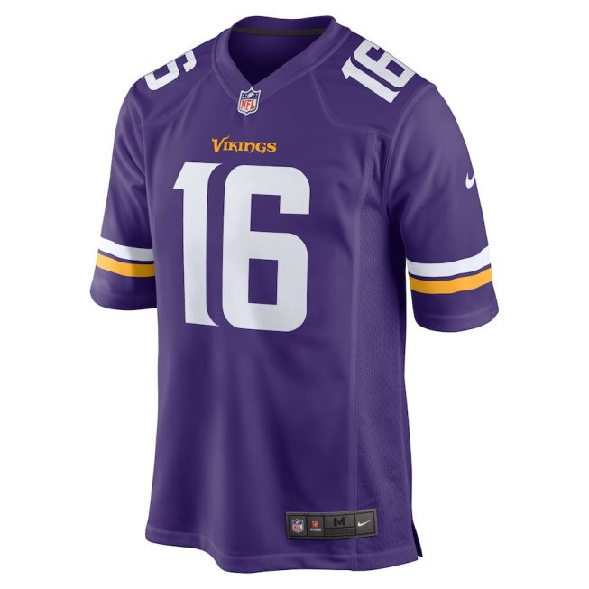 Jaren Hall 16 Minnesota Vikings Game Men Jersey - Purple - Image 2