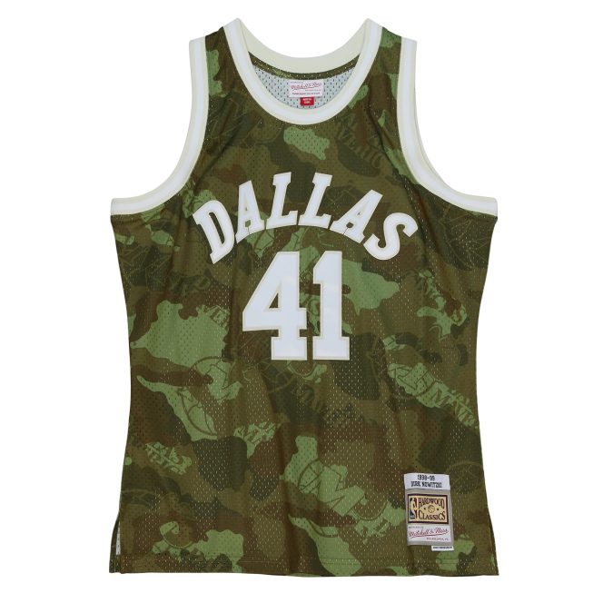 Dirk Nowitzki Dallas Mavericks Mitchell & Ness Hardwood Classics 1998/99 Ghost Green Swingman Jersey - Camo - Image 2