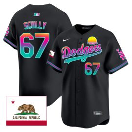 Vin Scully 67 Los Angeles Dodgers 2024 Los Angeles City Style California Republic Patch Men Jersey - Black