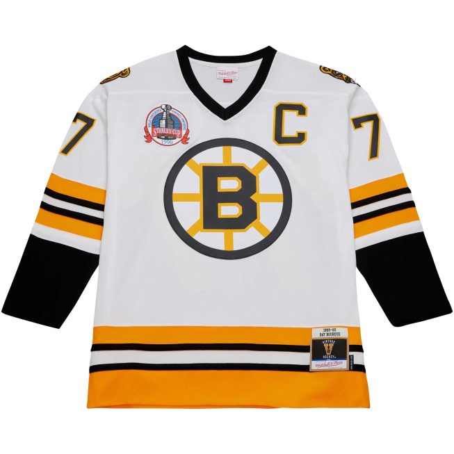 Ray Bourque Boston Bruins Mitchell & Ness Captain Patch 1989/90 Blue Line Player Jersey - White - Image 2