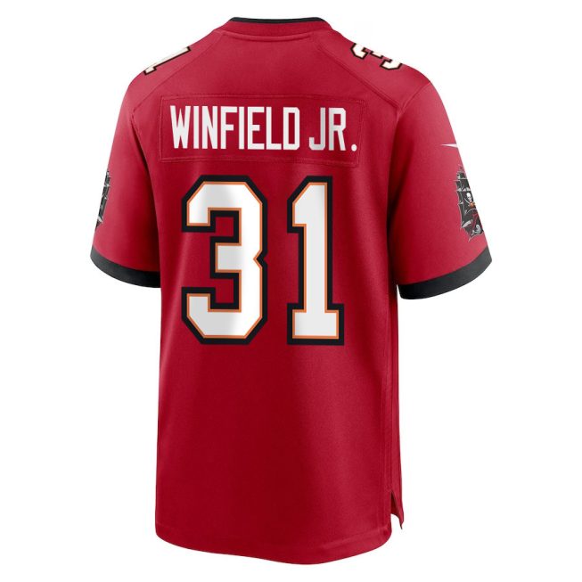 Antoine Winfield Jr. 31 Tampa Bay Buccaneers Super Bowl LIX New Orleans Patch Game Men Jersey - Red - Image 2