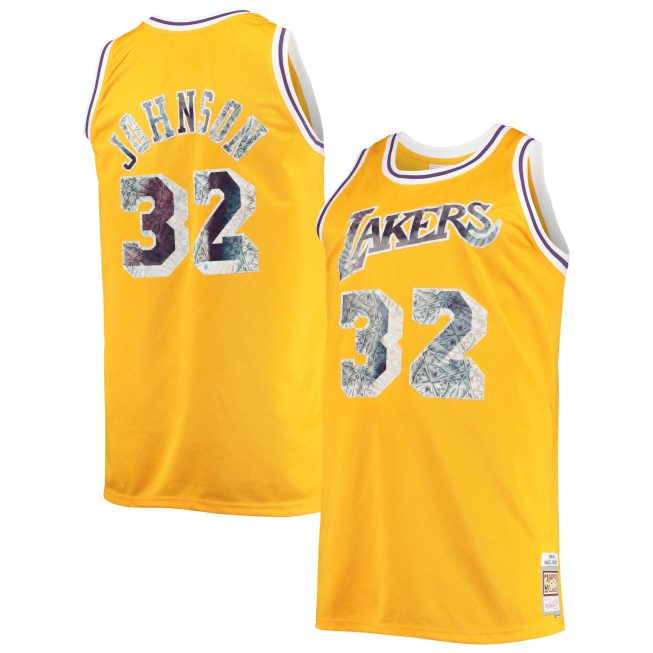 Magic Johnson Los Angeles Lakers Mitchell & Ness Big & Tall 1984/85 75th Anniversary Diamond Swingman Jersey - Gold