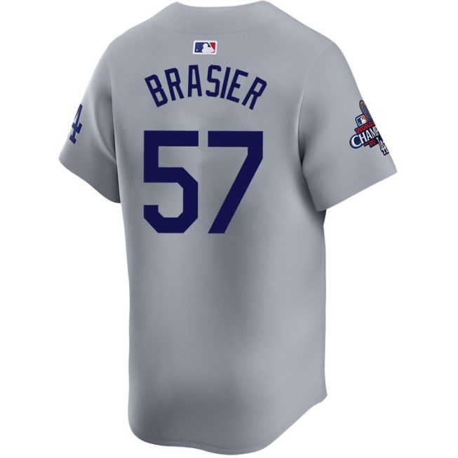 Ryan Brasier Los Angeles Dodgers Alternate Road Limited World Series Champions Jersey - Image 2