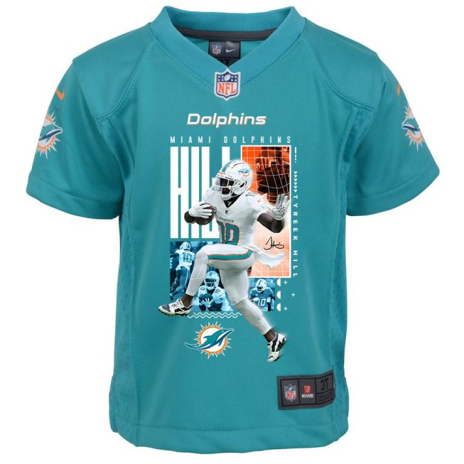 Tyreek Hill 10 Miami Dolphins The Cheetah Game YOUTH Jersey - Aqua - Image 2