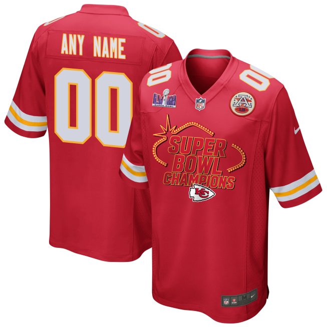 Kansas City Chiefs Super Bowl LVIII Champions Locker Room Trophy Collection Game Custom Men Jersey - Scarlet