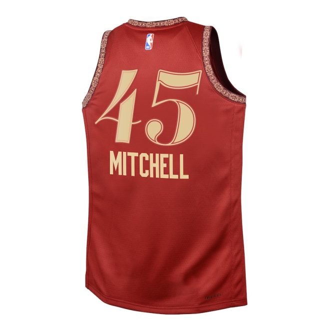 Donovan Mitchell 45 Cleveland Cavaliers 2023/24 City Edition Swingman YOUTH Jersey - Wine - Image 3