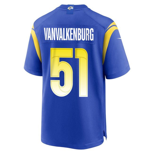 Zach VanValkenburg 51 Los Angeles Rams 2023 Playoffs Patch Game Men Jersey - Royal - Image 3