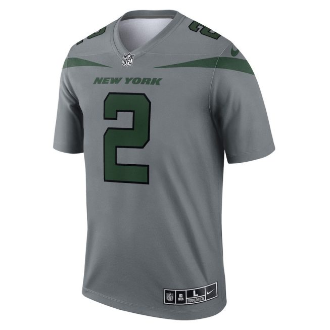 Zach Wilson 2 New York Jets Men Inverted Legend Jersey - Gray - Image 2