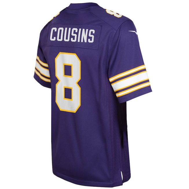 Kirk Cousins 8 Minnesota Vikings YOUTH Game Jersey - Purple - Image 3