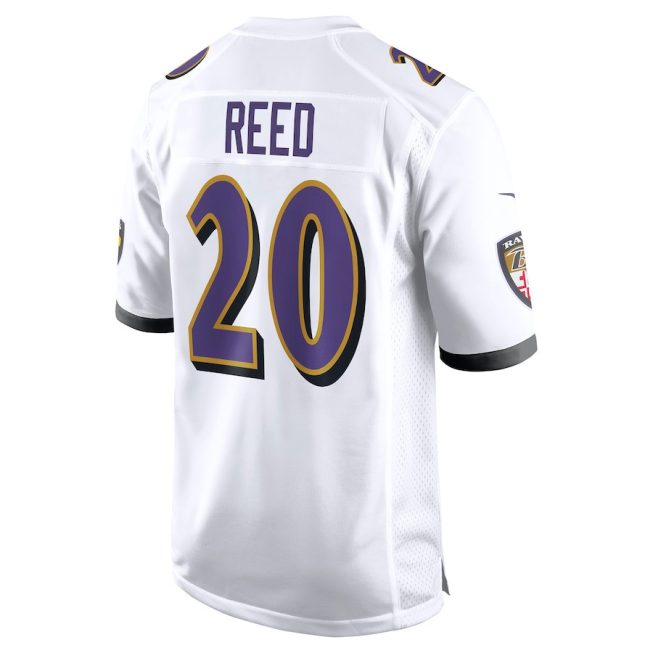 Ed Reed 20 Baltimore Ravens Men Retired Game Jersey - White - Image 3