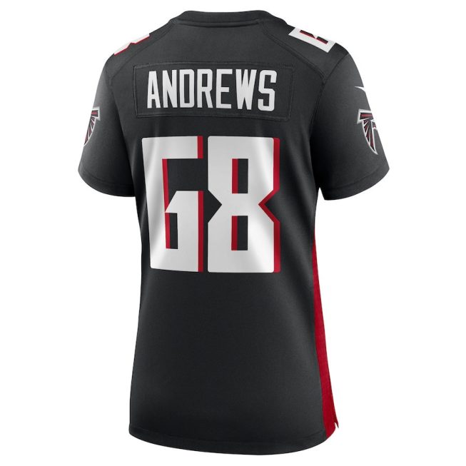 Josh Andrews 68 Atlanta Falcons Game Women Jersey - Black - Image 3
