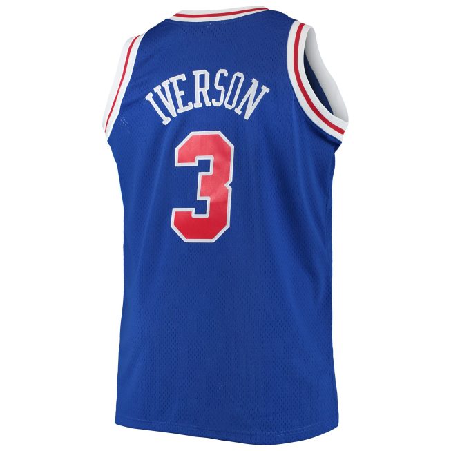 Allen Iverson Philadelphia 76ers Mitchell & Ness 1996/97 Big & Tall Hardwood Classics Swingman Jersey - Royal - Image 3