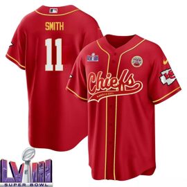 Alex Smith 11 Kansas City Chiefs Super Bowl LVIII Baseball Men Jersey - Red