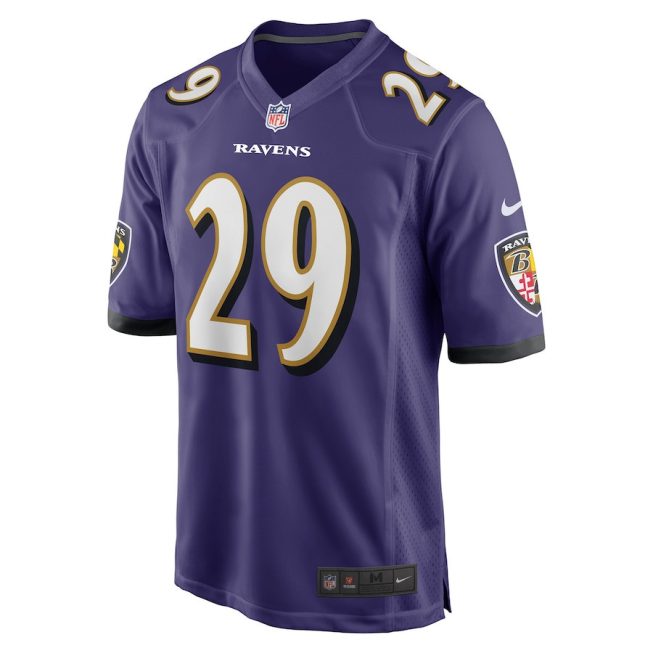 Ar'Darius Washington 29 Baltimore Ravens Men Game Jersey - Purple - Image 2