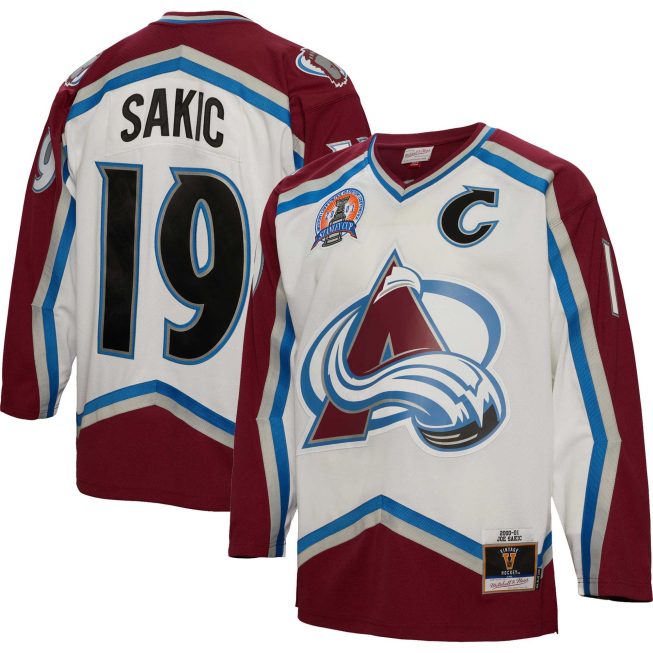 Joe Sakic Colorado Avalanche Mitchell & Ness Captain Patch 2000/01 Blue Line Player Jersey - White