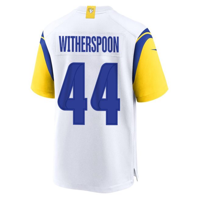 Ahkello Witherspoon 44 Los Angeles Rams 2023 Playoffs Patch Game Men Jersey - White - Image 3