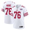 Jaylon Moore 76 San Francisco 49ers Super Bowl LVIII Patch Game Men Jersey - White