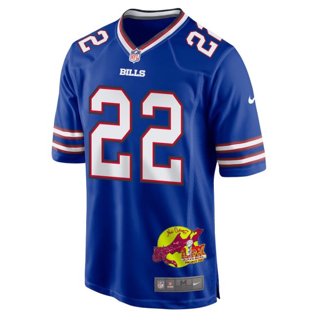 Ray Davis 22 Buffalo Bills Super Bowl LIX New Orleans Patch Game Men Jersey - Royal - Image 3