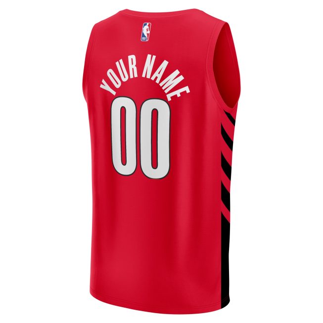 Portland Trail Blazers Fanatics Fast Break Custom Replica Jersey - Red - Statement Edition - Image 3