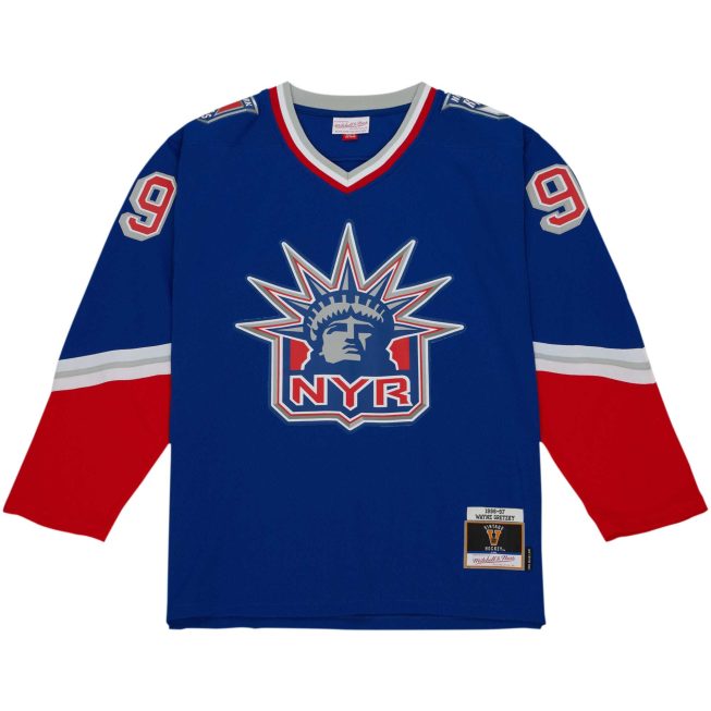 Wayne Gretzky New York Rangers Mitchell & Ness 1996/97 Blue Line Player Jersey - Navy - Image 2
