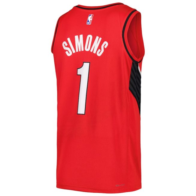 Anfernee Simons 1 Portland Trail Blazers Swingman Men Jersey - Statement Edition - Red - Image 3