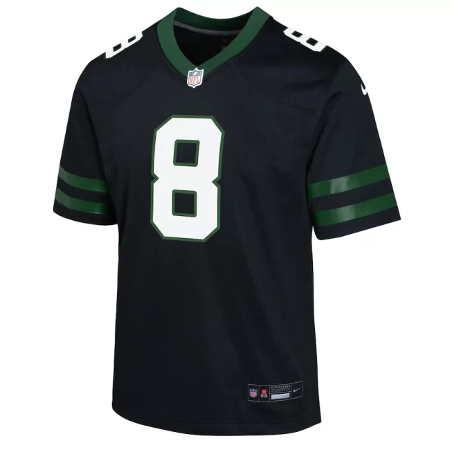 Aaron Rodgers 8 New York Jets Alternate Game YOUTH Jersey - Legacy Black - Image 2