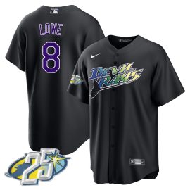 Brandon Lowe 8 Tampa Bay Rays 25th Anniversary Patch Men Jersey - Black