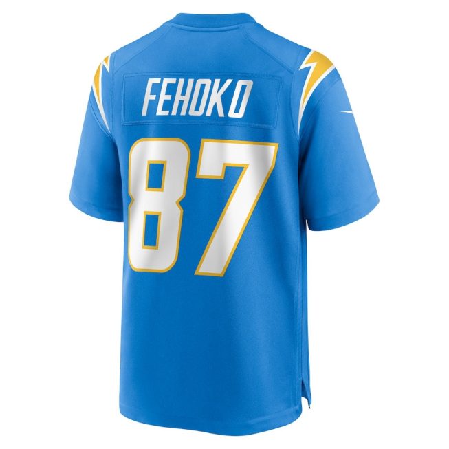 Simi Fehoko 87 Los Angeles Chargers Men Game Jersey - Powder Blue - Image 3