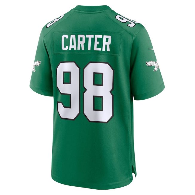 Jalen Carter 98 Philadelphia Eagles Alternate Game Men Jersey - Kelly Green - Image 3