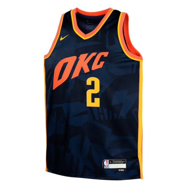 Shai Gilgeous-Alexander 2 Oklahoma City Thunder 2023/24 City Edition Swingman YOUTH Jersey - Navy - Image 2