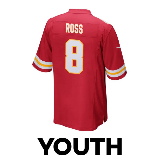 Justyn Ross 8 Kansas City Chiefs Super Bowl LVIII Patch Game YOUTH Jersey - Red - Image 3