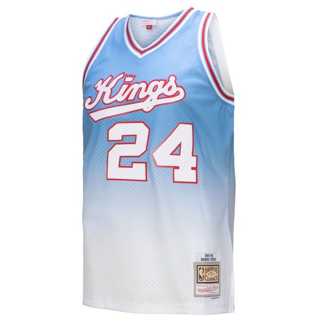 Reggie Theus Sacramento Kings Mitchell & Ness 1985/86 Hardwood Classics Fadeaway Swingman Player Jersey - White/Light Blue - Image 2