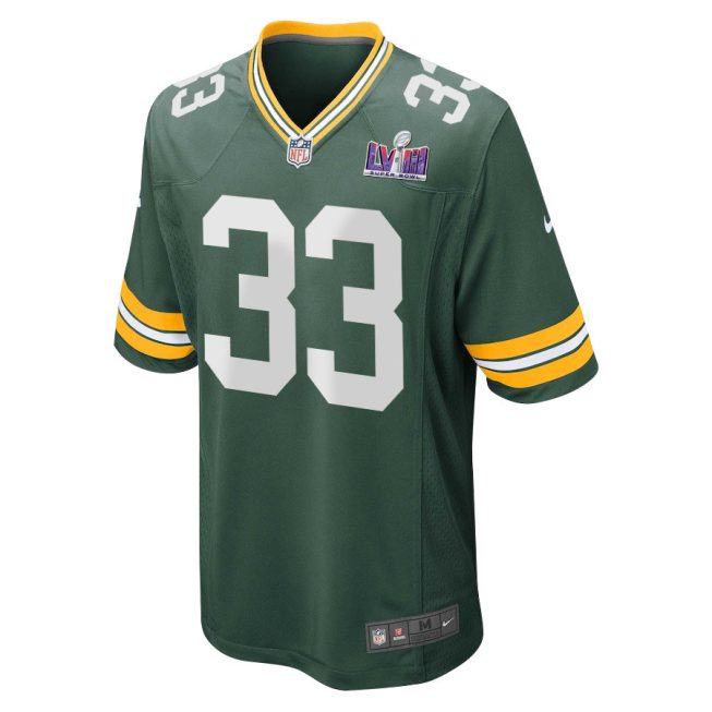 Aaron Jones 33 Signed Green Bay Packers Super Bowl LVIII Game Men Jersey - Green - Image 2