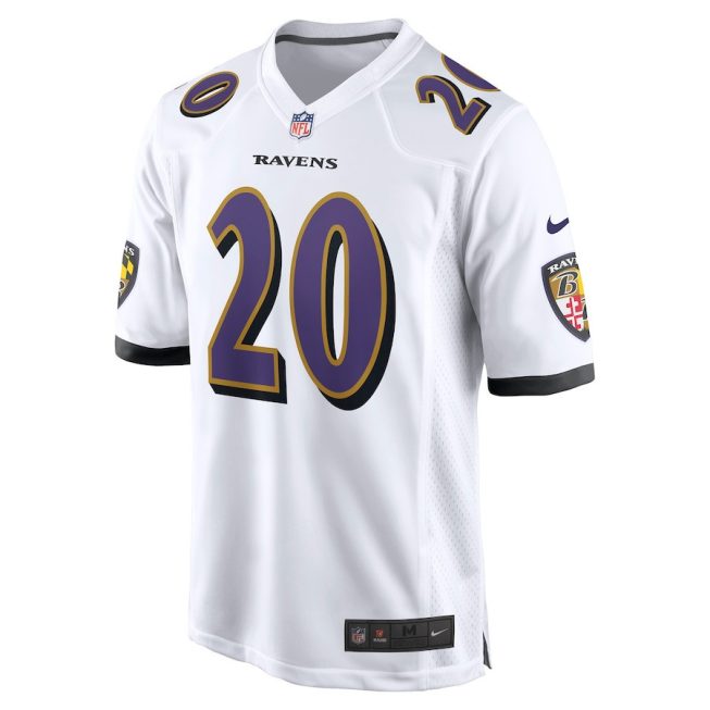 Ed Reed 20 Baltimore Ravens Men Retired Game Jersey - White - Image 2