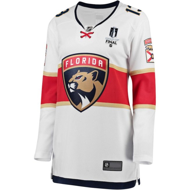 Sam Reinhart 13 Florida Panthers 2024 STANLEY CUP Final Women's Away Breakaway Jersey - White - Image 2