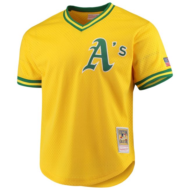 Jose Canseco Oakland Athletics Mitchell & Ness Cooperstown Collection Mesh Batting Practice Jersey - Gold - Image 2
