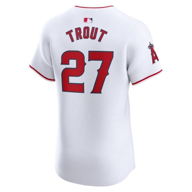 Mike Trout Los Angeles Angels Home Elite Player Jersey - White - Image 3