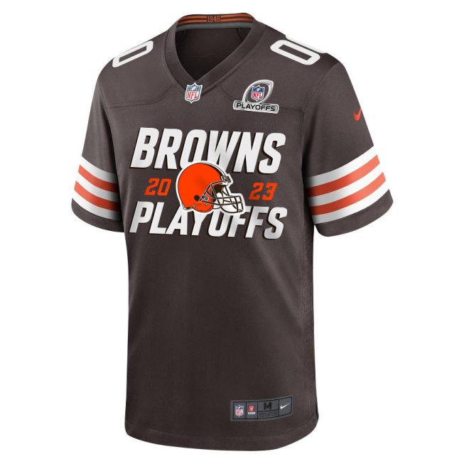 Cleveland Browns 2023 Playoffs Iconic Game Men Custom Jersey - Brown - Image 3