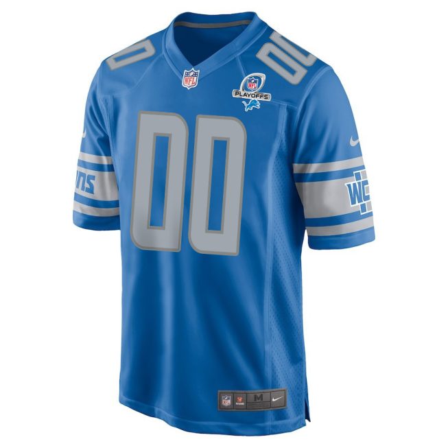 Detroit Lions 2023 Playoffs Patch Game Men Custom Jersey - Blue - Image 2