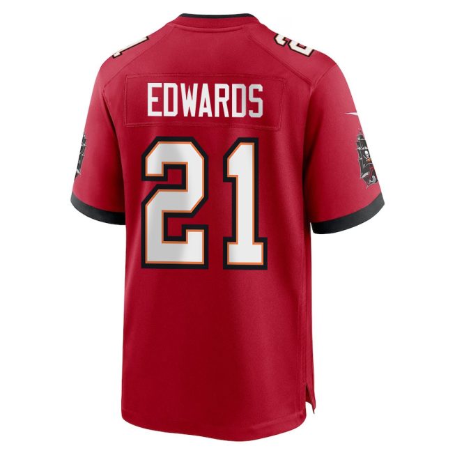 Mike Edwards 21 Tampa Bay Buccaneers Super Bowl LIX New Orleans Patch Game Men Jersey - Red - Image 2