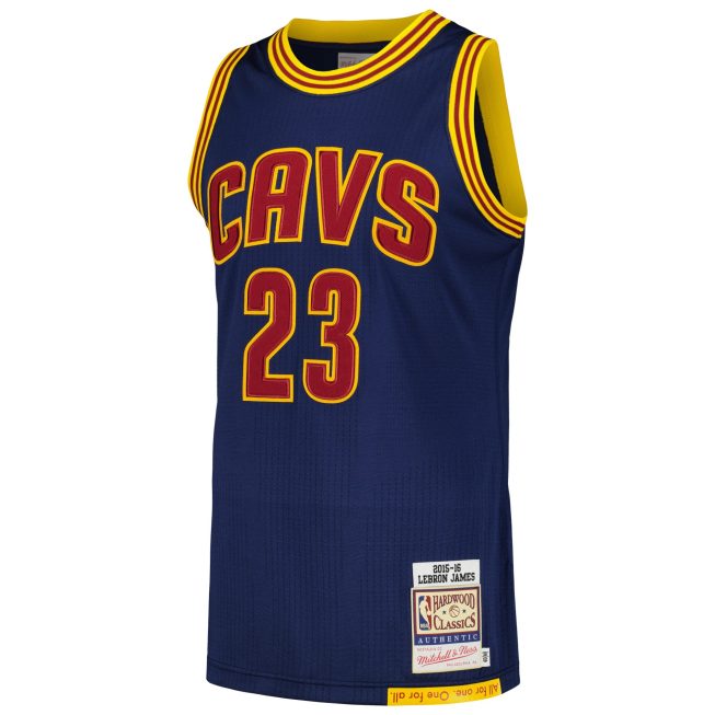 LeBron James Cleveland Cavaliers Mitchell & Ness 2015/16 Hardwood Classics Authentic Jersey - Navy - Image 2