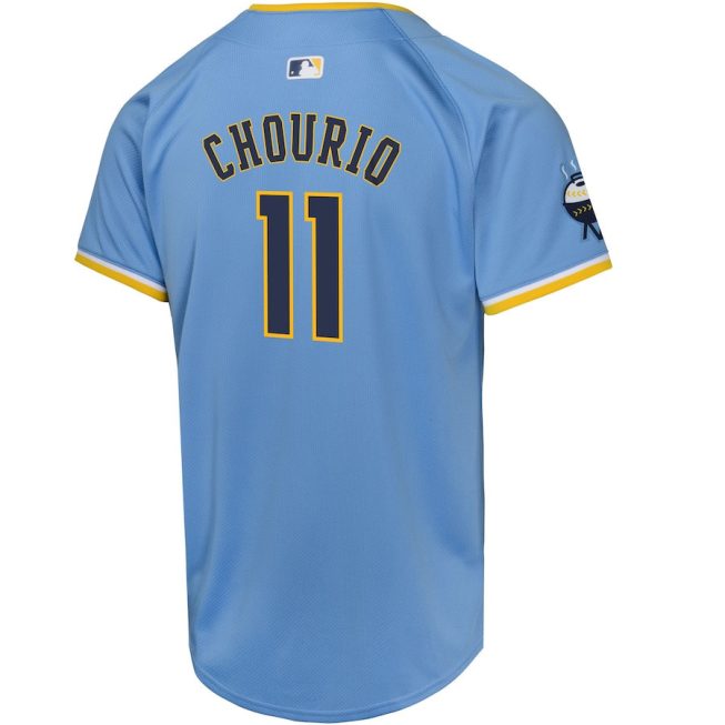 Jackson Chourio 11 Milwaukee Brewers 2024 City Connect Limited YOUTH Jersey - Powder Blue - Image 3