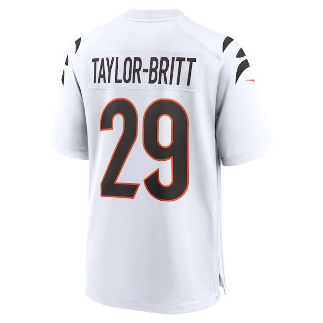 Cam Taylor-Britt 29 Cincinnati Bengals Game Men Jersey - White - Image 3