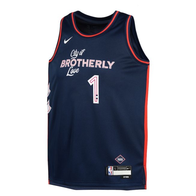 James Harden 1 Philadelphia 76ers 2023/24 City Edition Swingman YOUTH Jersey - Navy - Image 2