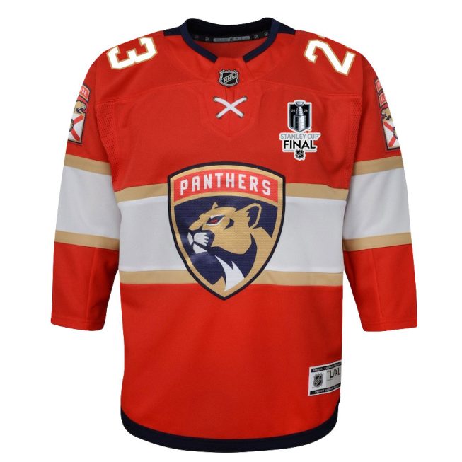 Carter Verhaeghe 23 Florida Panthers 2024 STANLEY CUP Final Youth Home Breakaway Jersey - Red - Image 2
