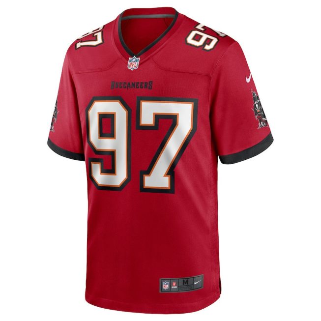 Zach Triner 97 Tampa Bay Buccaneers Men Game Jersey - Red - Image 2