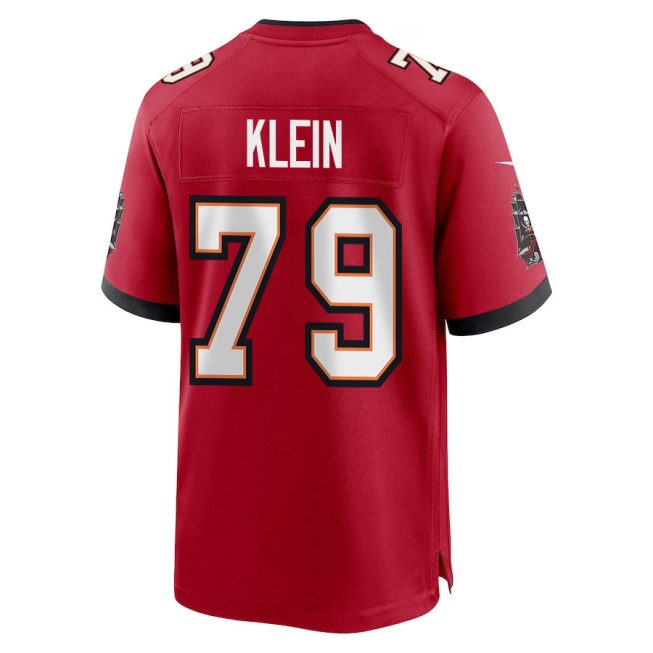 Elijah Klein 79 Tampa Bay Buccaneers Super Bowl LIX New Orleans Patch Game Men Jersey - Red - Image 2